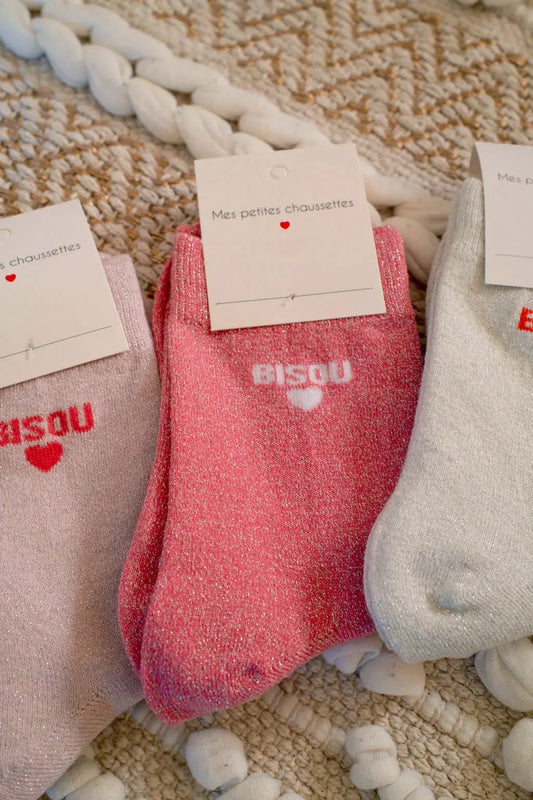 Chaussettes Bisou roses foncées