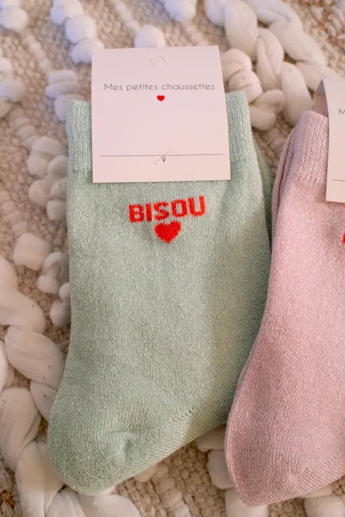 Chaussettes Bisou vert d'eau