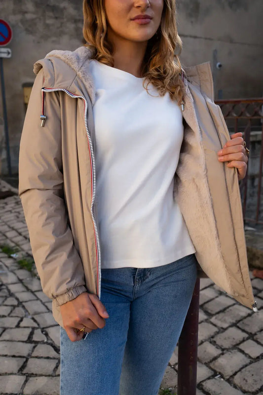 Parka fourrée imperméable Laura Jo - Harper beige mi-longue