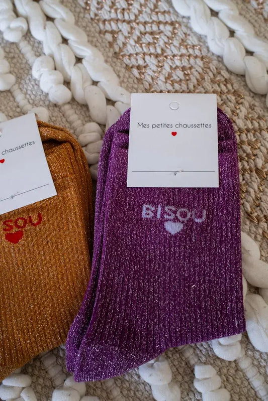 Chaussettes Bisou violettes