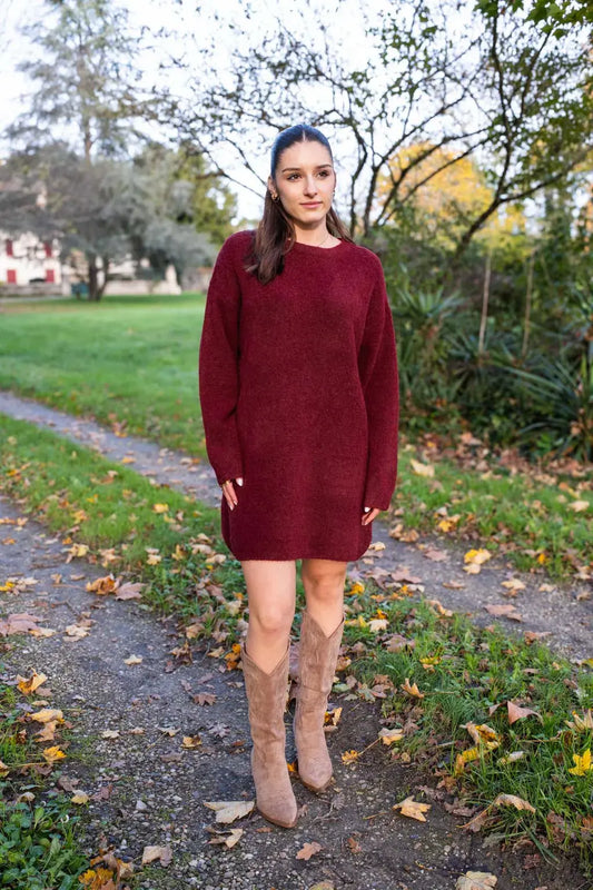 Robe pull Solana bordeaux