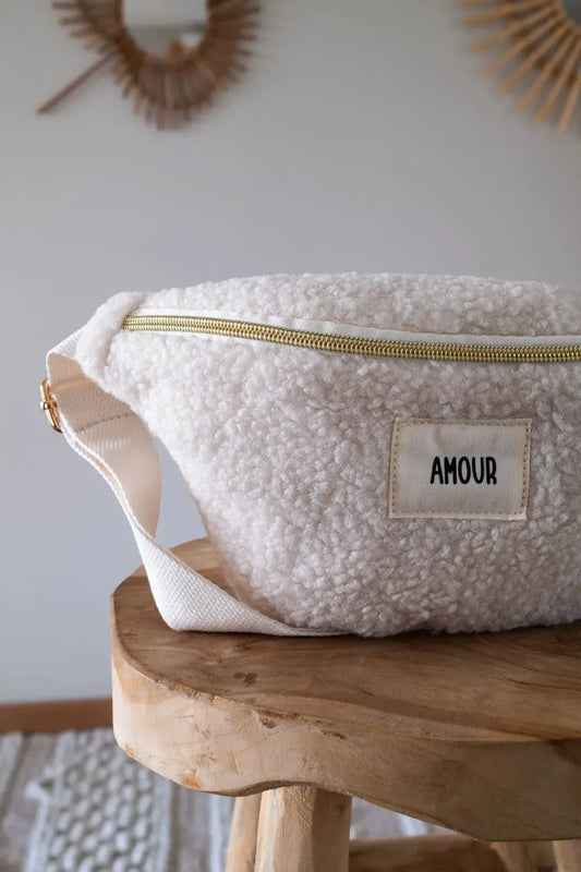 Sac banane Amour moumoute beige