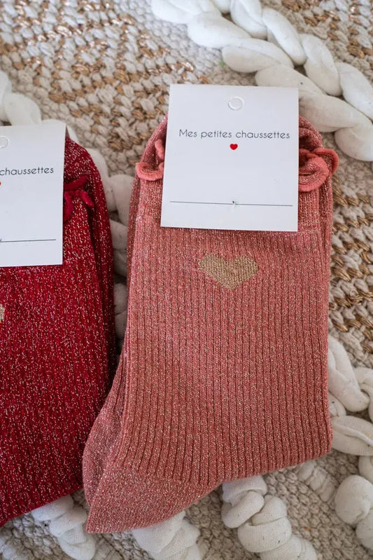 Chaussettes Cœur vieux rose