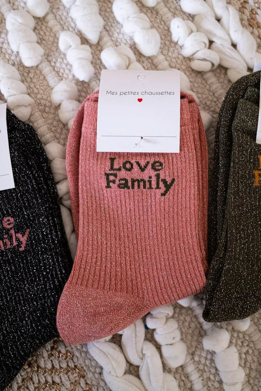 Chaussettes Love Family vieux rose