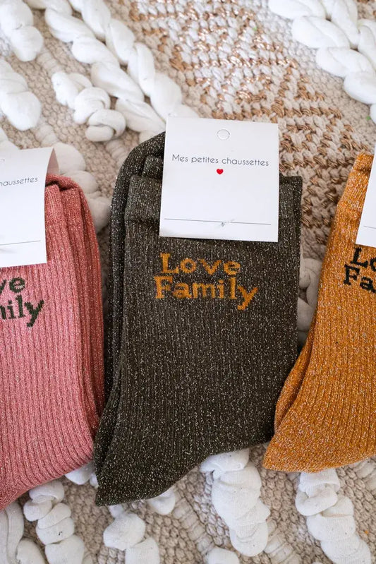 Chaussettes Love Family kaki