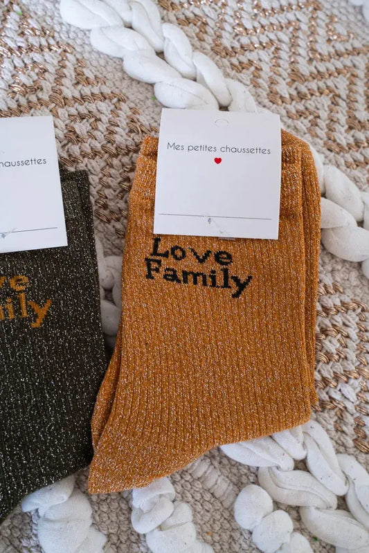 Chaussettes Love Family moutarde