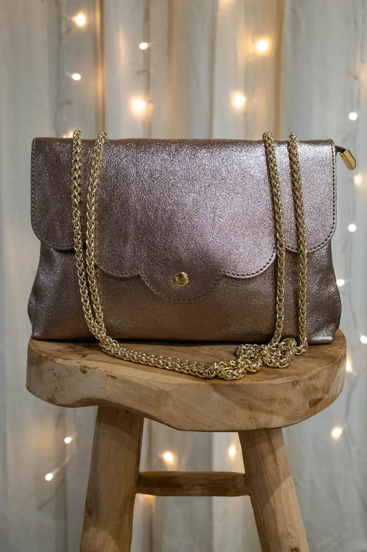 Sac en cuir irisé Nuage bronze