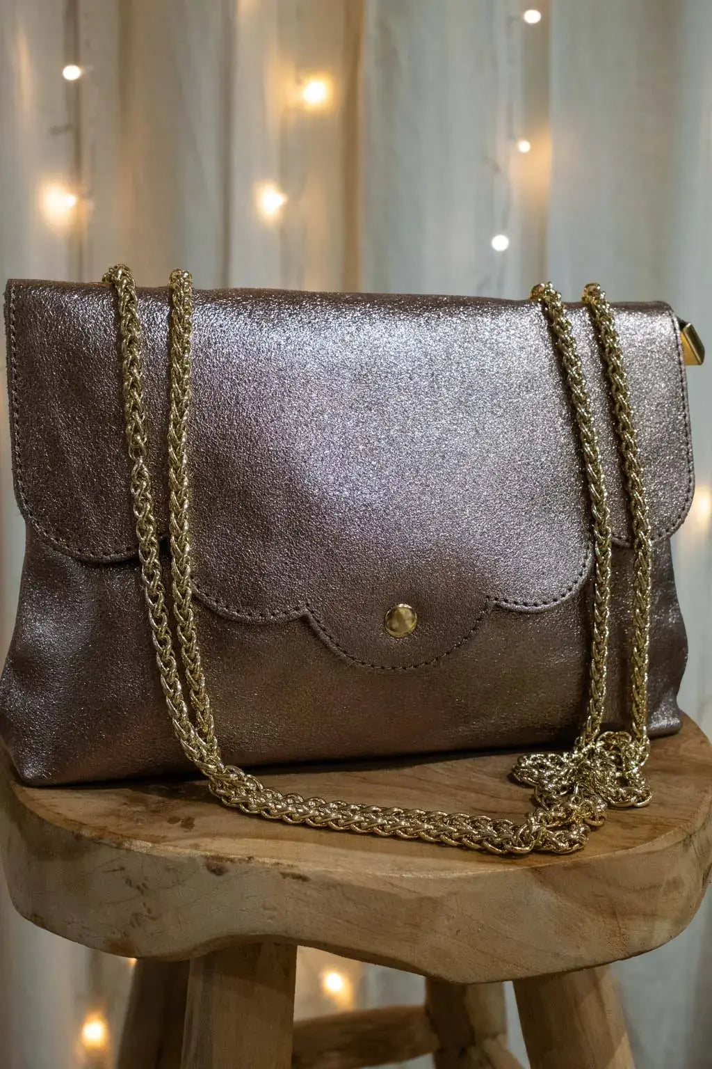 Sac en cuir irisé Nuage bronze