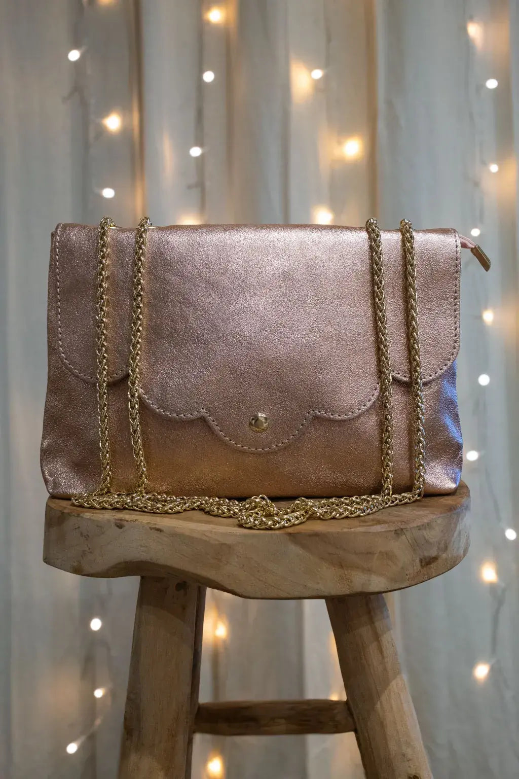 Sac en cuir irisé Nuage rose gold