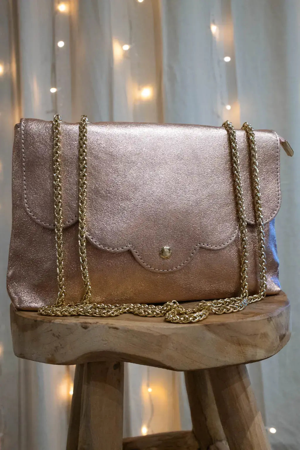 Sac en cuir irisé Nuage rose gold