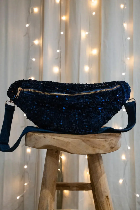 Sac banane à sequins Sina marine