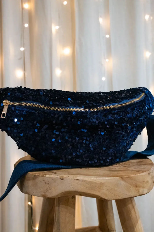 Sac banane à sequins Sina marine