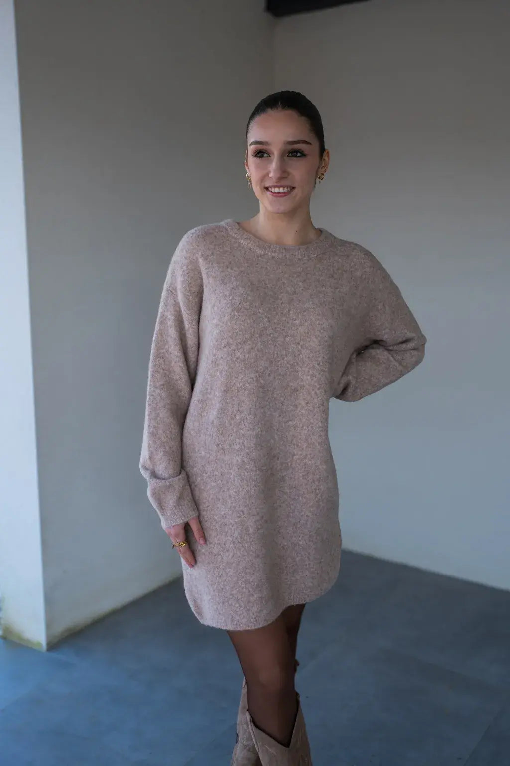 Robe pull Solana beige