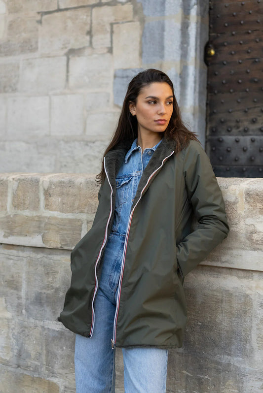 Parka fourrée réversible Laura Jo - Gwen kaki