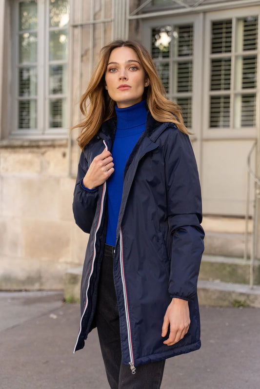 Parka fourrée imperméable Laura Jo - Albane marine longue