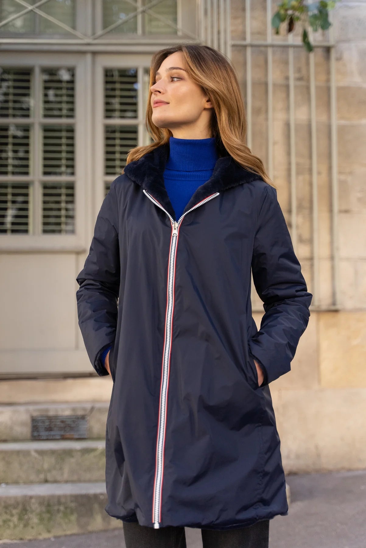 Parka fourrée réversible Laura Jo - Gwen marine