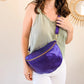 Sac banane XL en cuir irisé - Jacob violet foncé