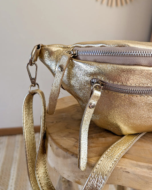 Sac banane en cuir - Chuck doré