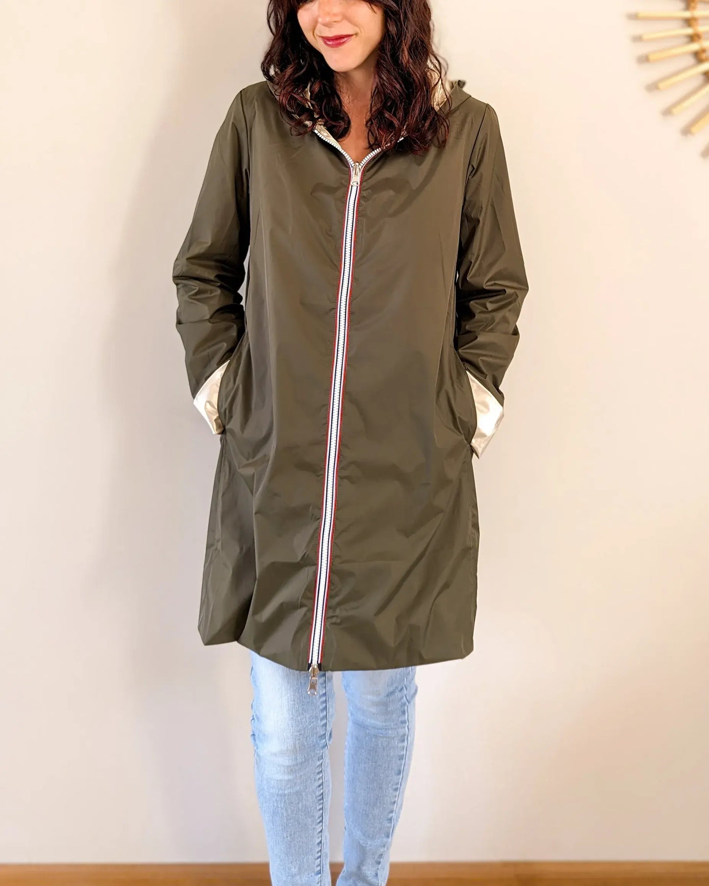 Imperméable réversible Laura Jo kaki/dorée - Elena longue