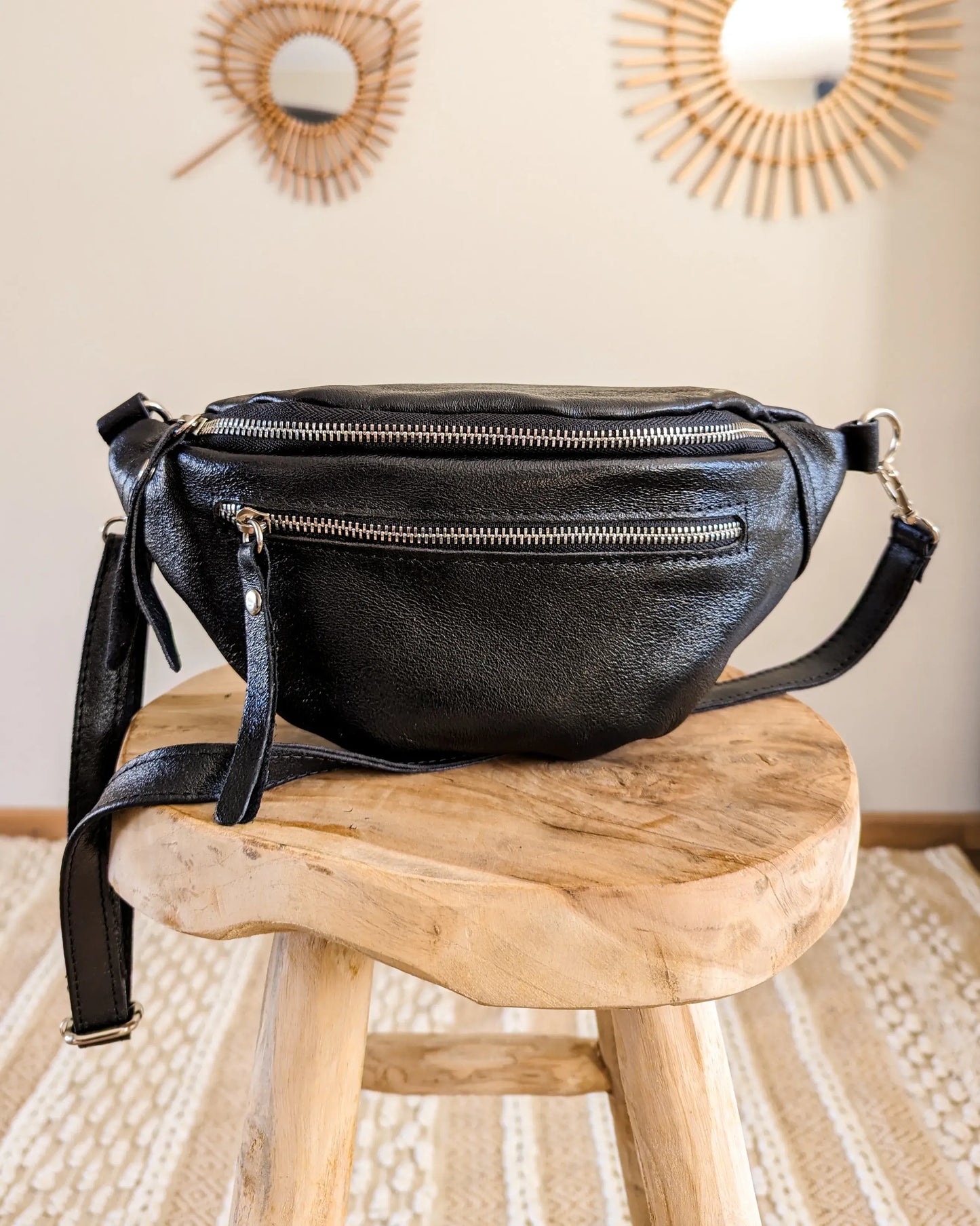 Sac banane en cuir - Chuck noir