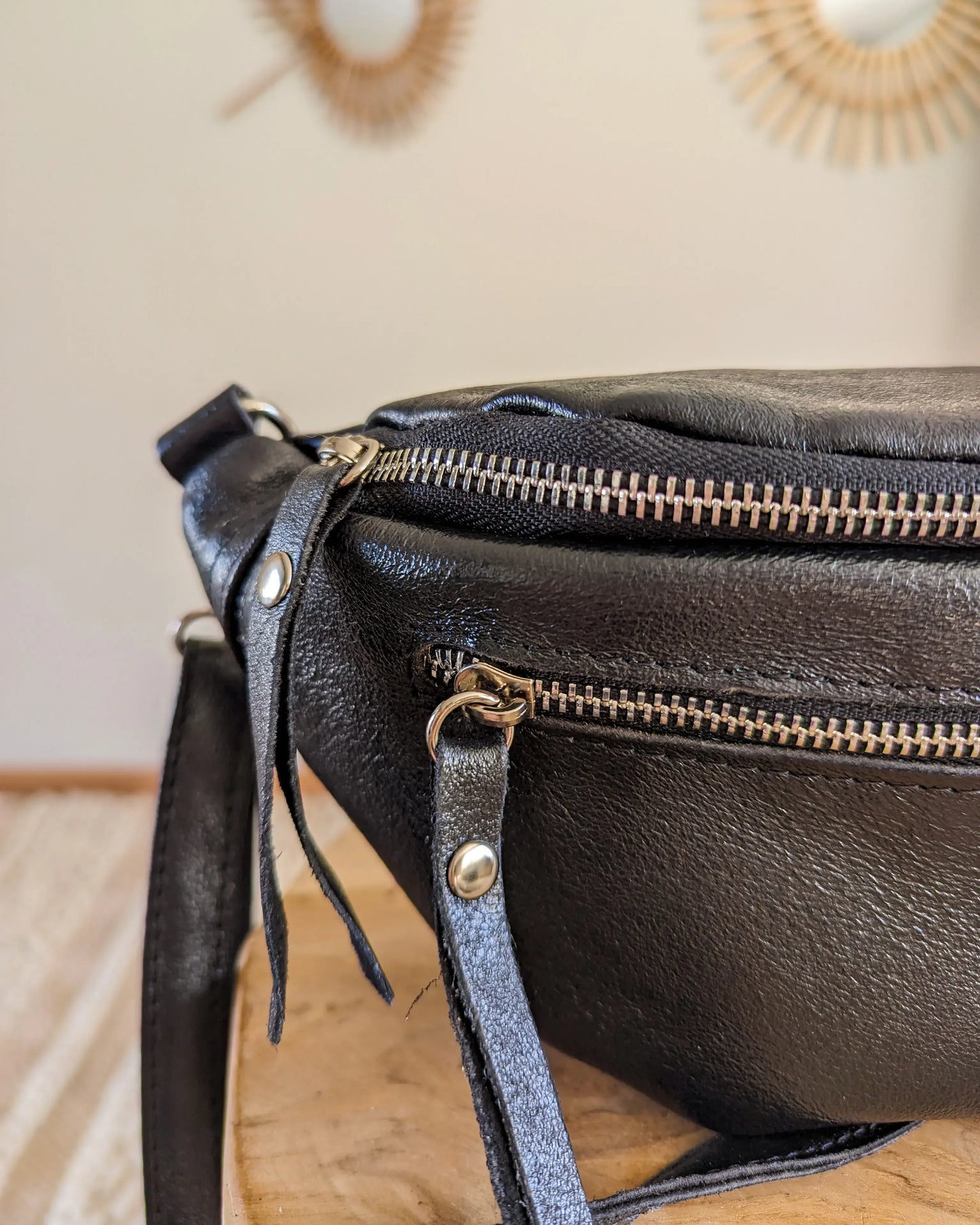 Sac banane en cuir - Chuck noir