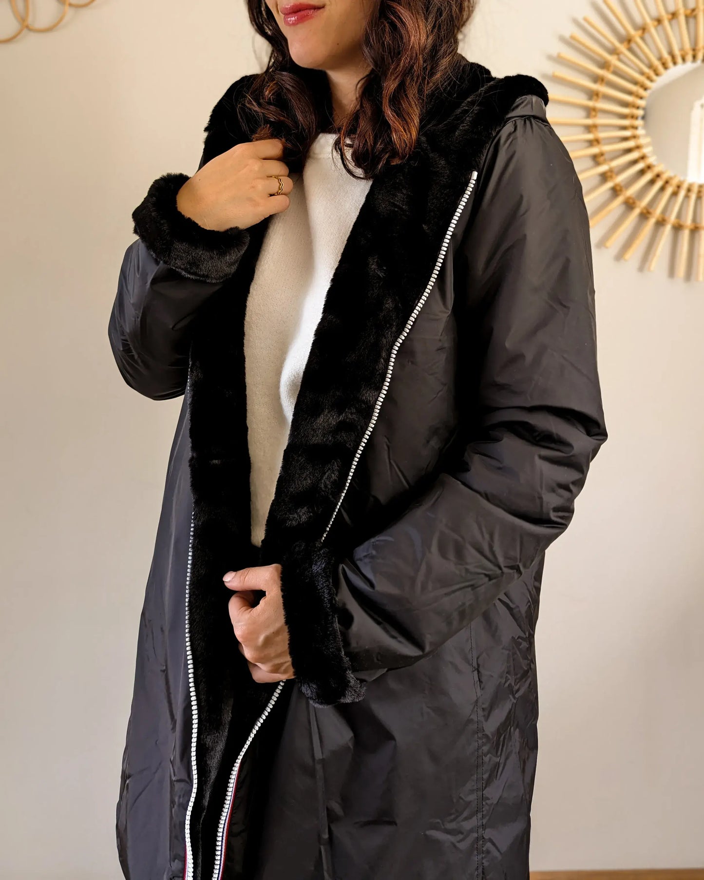 Parka fourrée réversible Laura Jo - Gwen noire