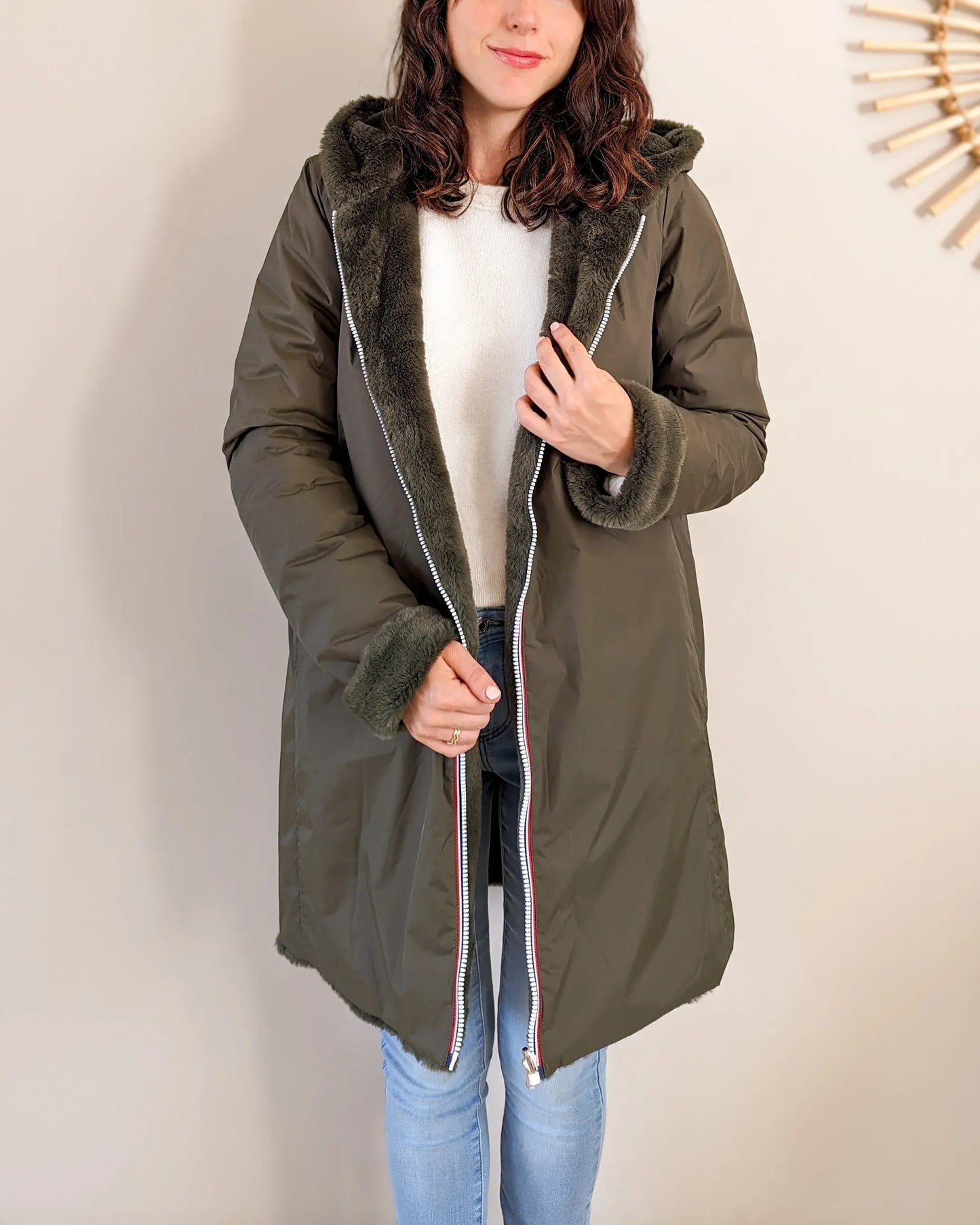 Parka fourrée réversible Laura Jo - Gwen kaki