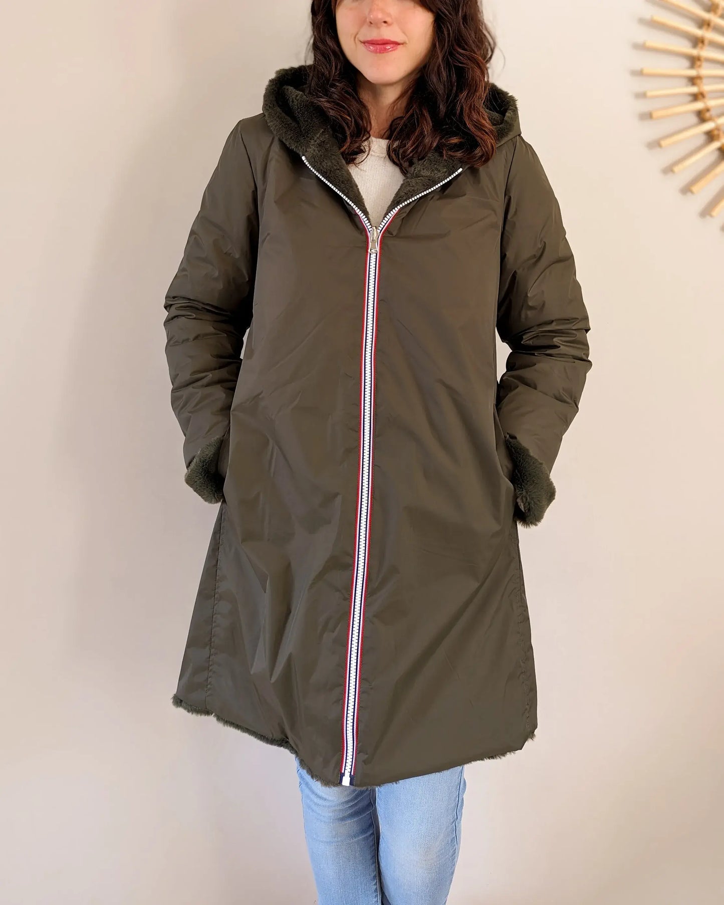 Parka fourrée réversible Laura Jo - Gwen kaki