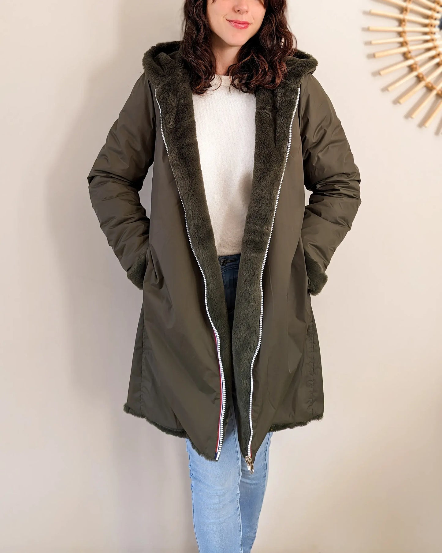 Parka fourrée réversible Laura Jo - Gwen kaki