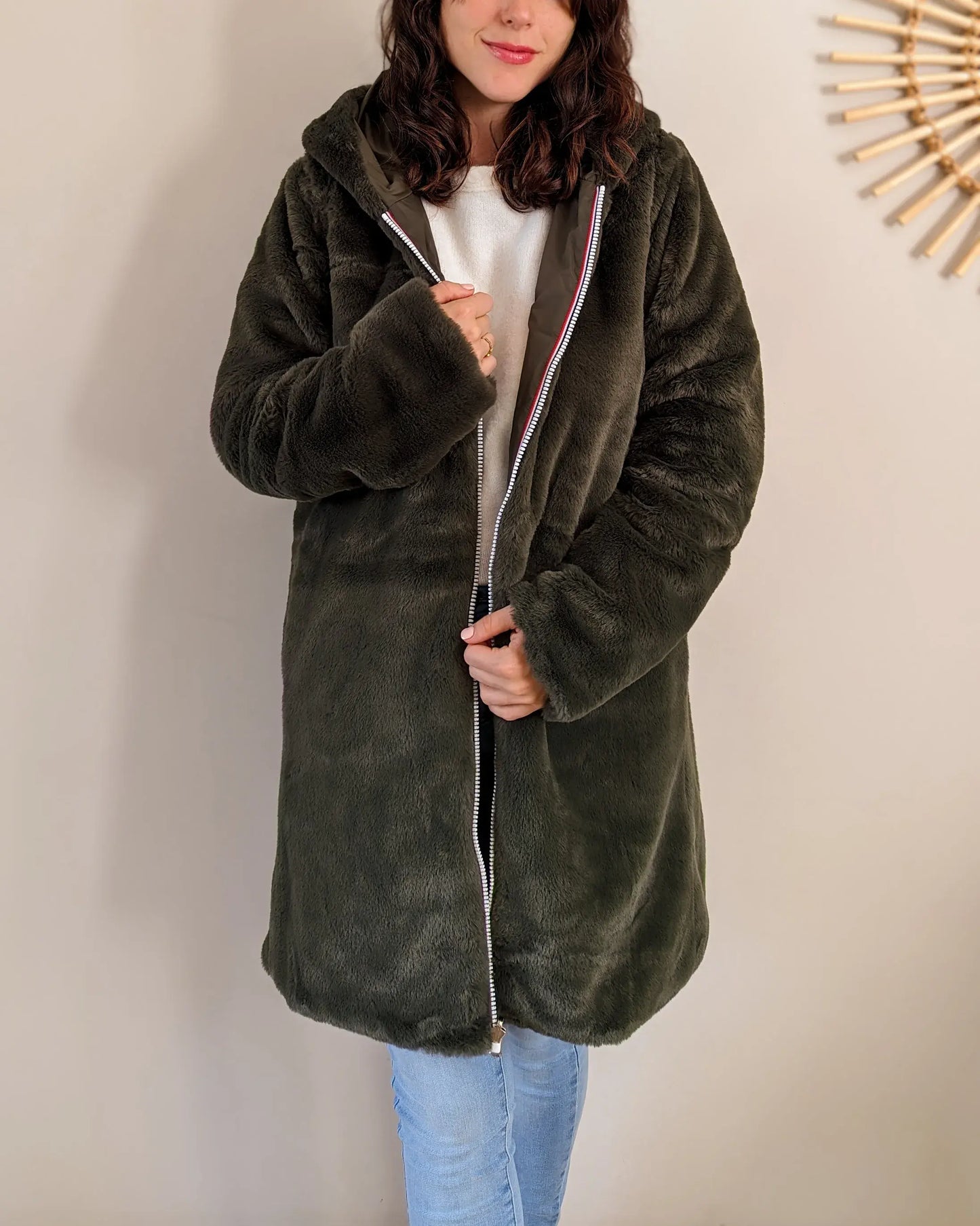 Parka fourrée réversible Laura Jo - Gwen kaki