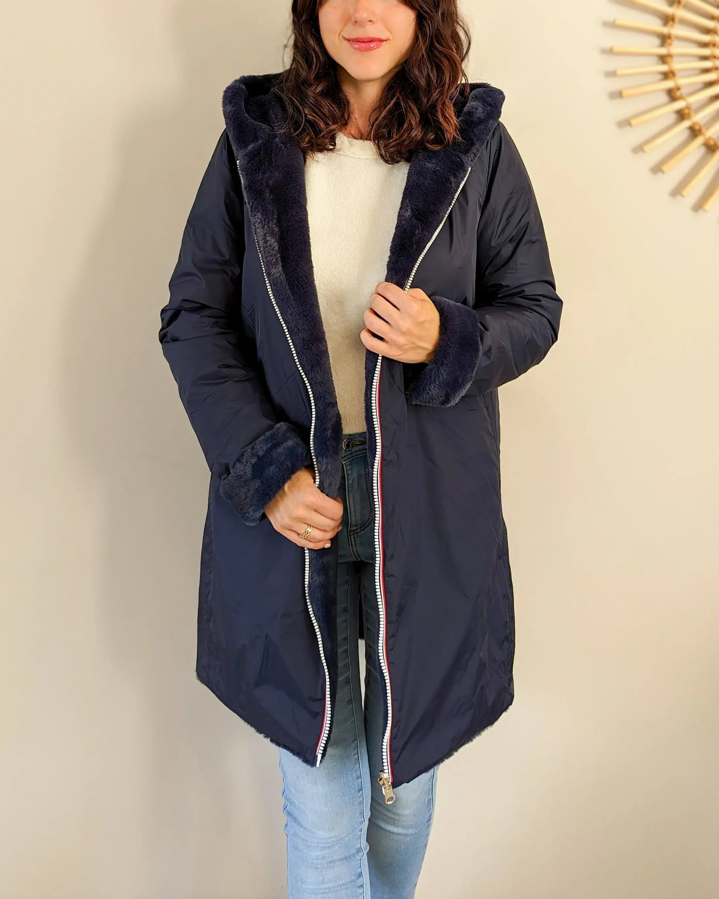 Parka fourrée réversible Laura Jo - Gwen marine