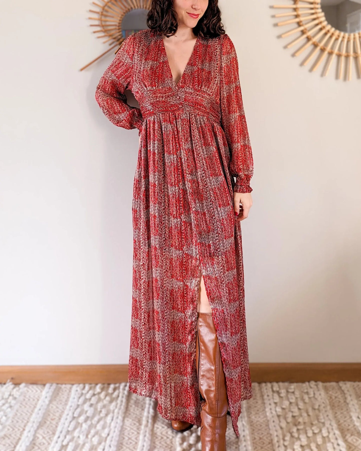 Robe longue à motifs - Véra rouge