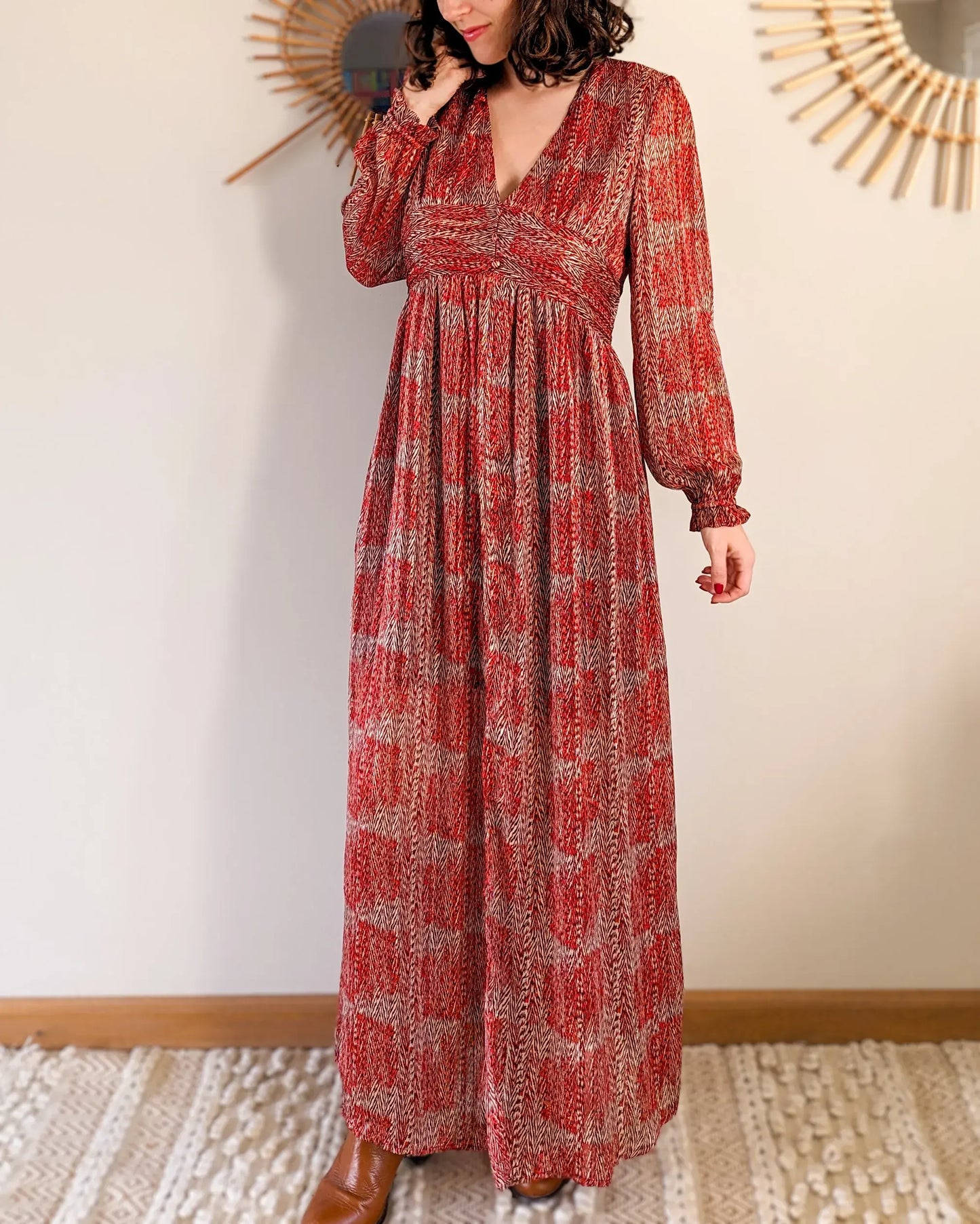 Robe longue à motifs - Véra rouge