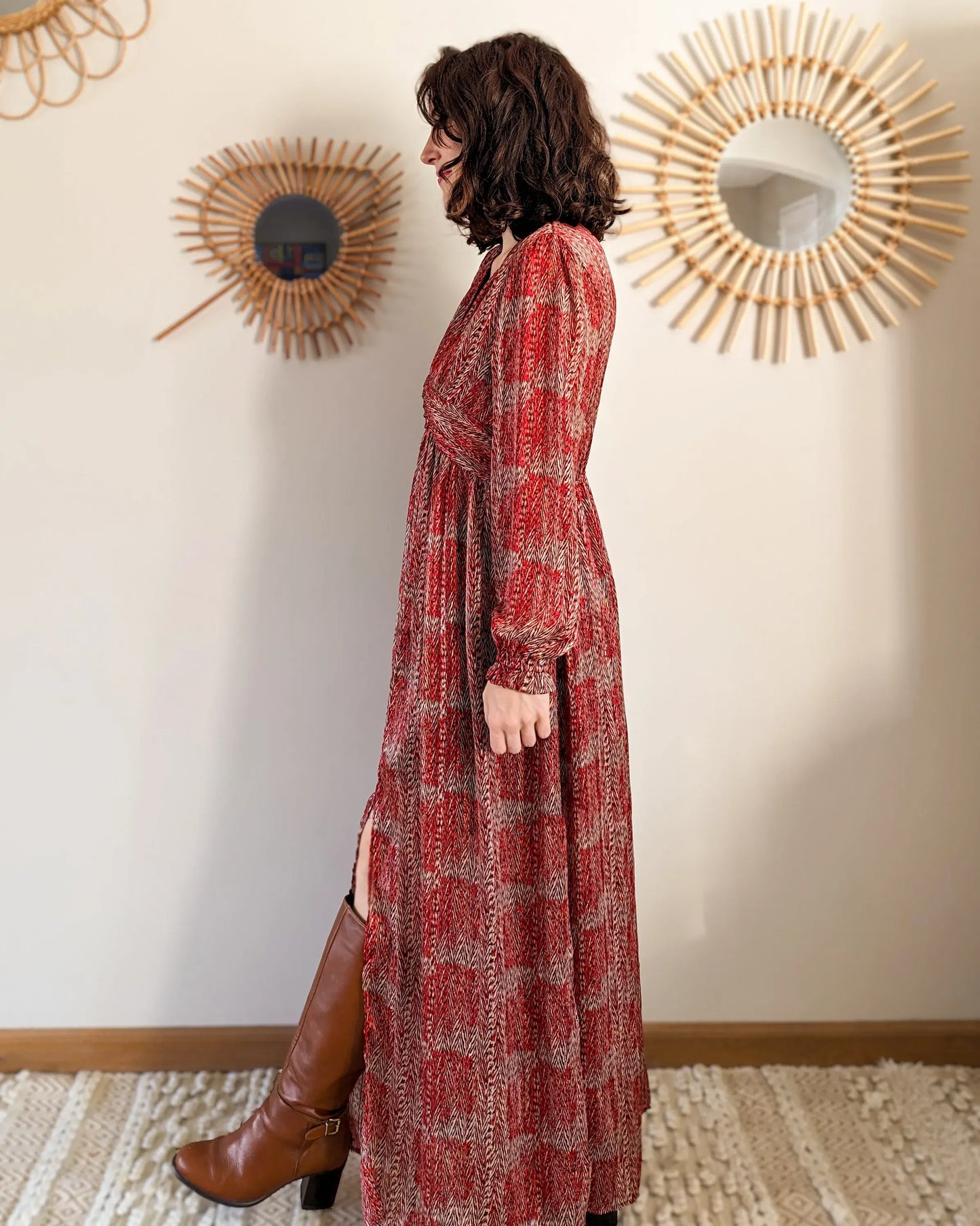 Robe longue à motifs - Véra rouge