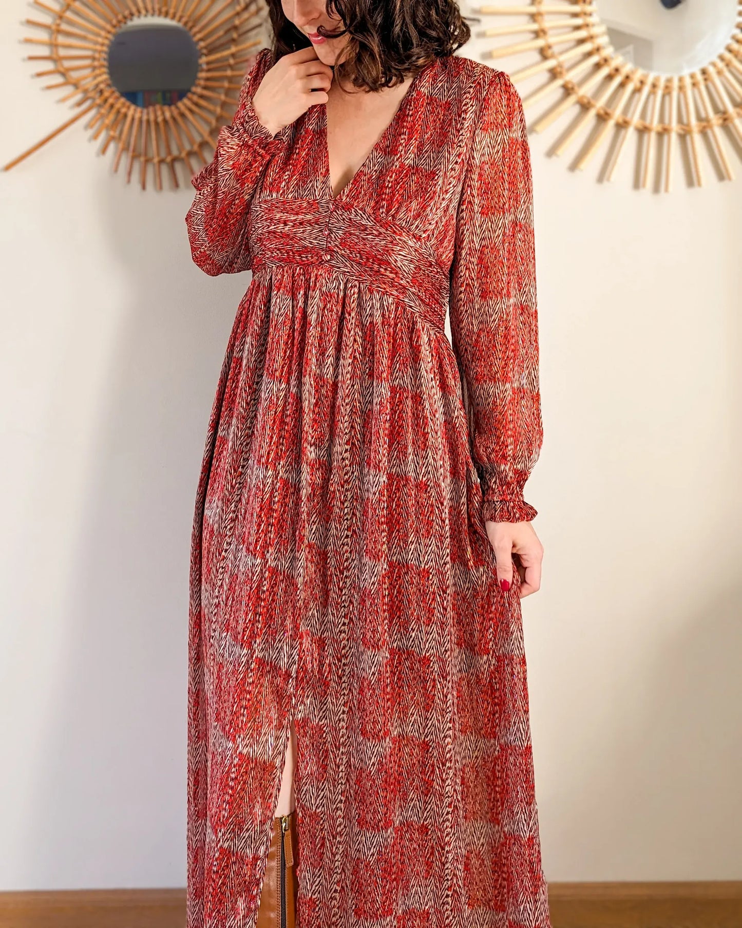 Robe longue à motifs - Véra rouge