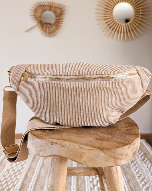 Sac banane en velours côtelé Ciao Boum - Masha beige