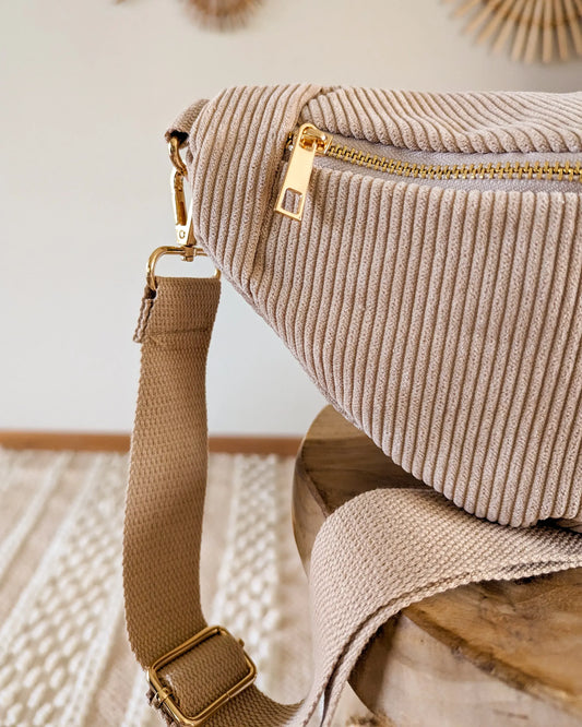 Sac banane en velours côtelé Ciao Boum - Masha beige