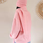 Ensemble pull, bonnet, écharpe coeur - rose