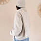 Ensemble pull, bonnet, écharpe coeur - gris