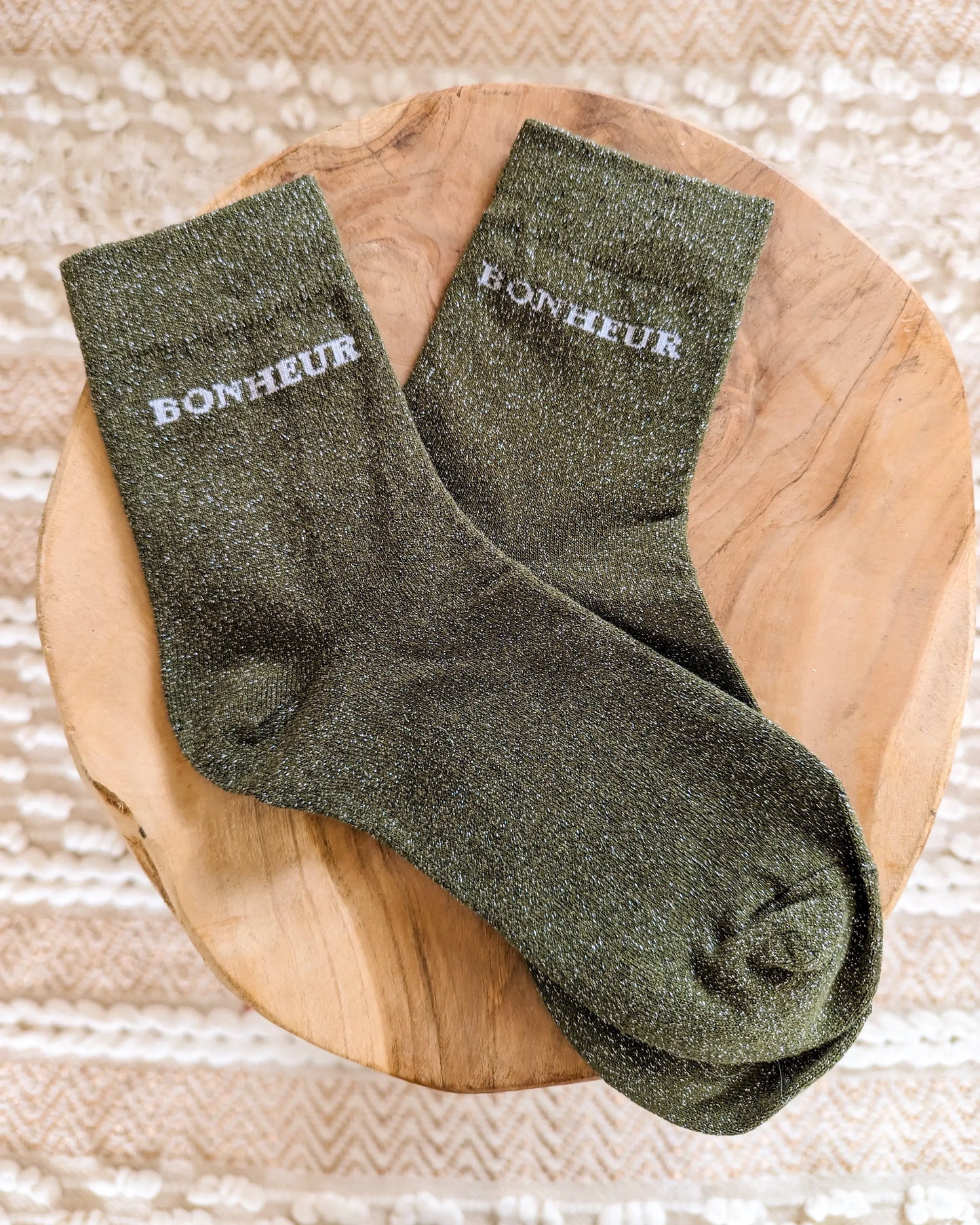 Chaussettes pailletées - Bonheur kaki