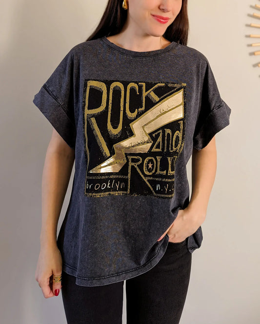 T-shirt gris - Rock and Roll