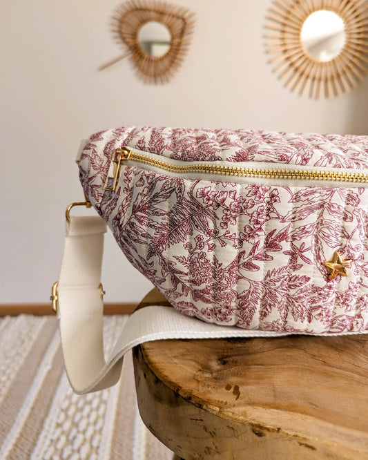 Sac banane en coton matelassé - rose