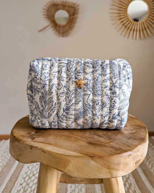 Trousse en coton matelassé bleue - Atelier Paname