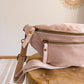 Sac banane en cuir velours - Hunter rose nude