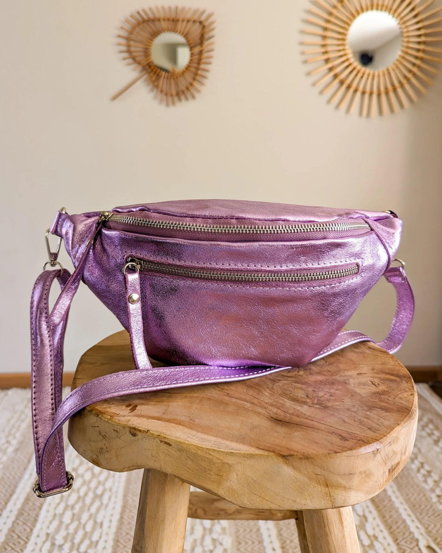 Sac banane en cuir - Chuck lilas