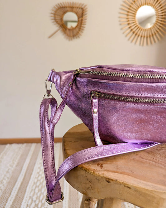 Sac banane en cuir - Chuck lilas