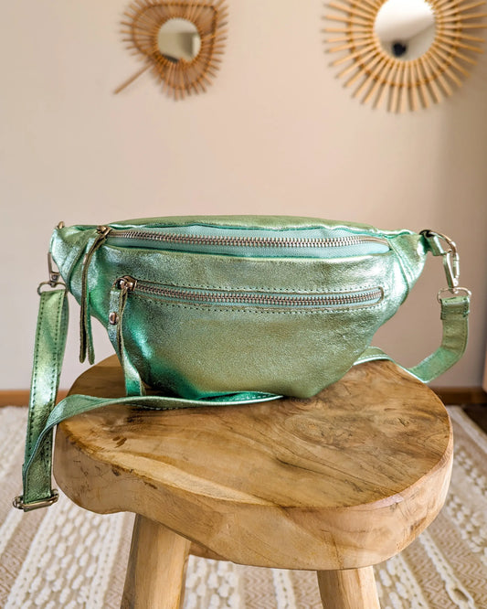 Sac banane en cuir - Chuck vert d'eau