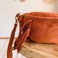 Sac banane en cuir velours - Frangella terracotta