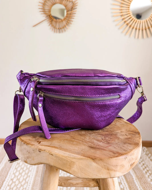 Sac banane en cuir - Chuck violette