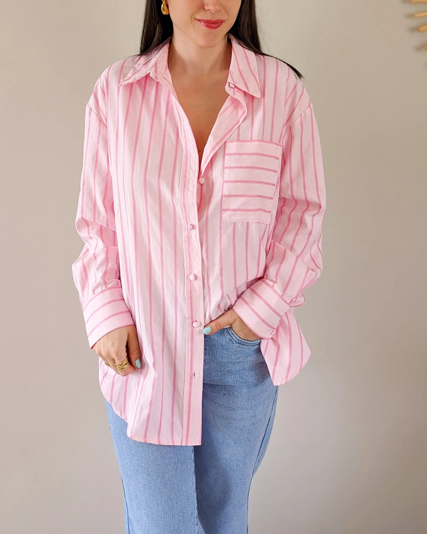 Chemise à rayures rose- Stella